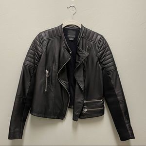 Trouvé black leather moto jacket